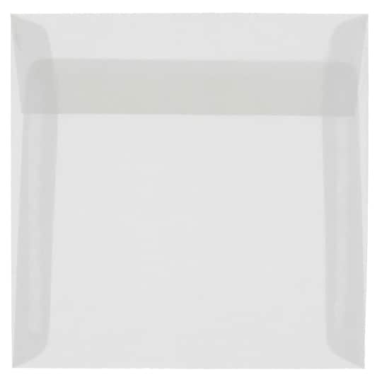 JAM Paper 9.5" x 9.5" Clear Square Translucent Vellum Envelopes, 25ct.